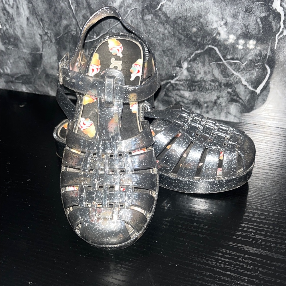 Josmo Black Glitter Jelly Sandals